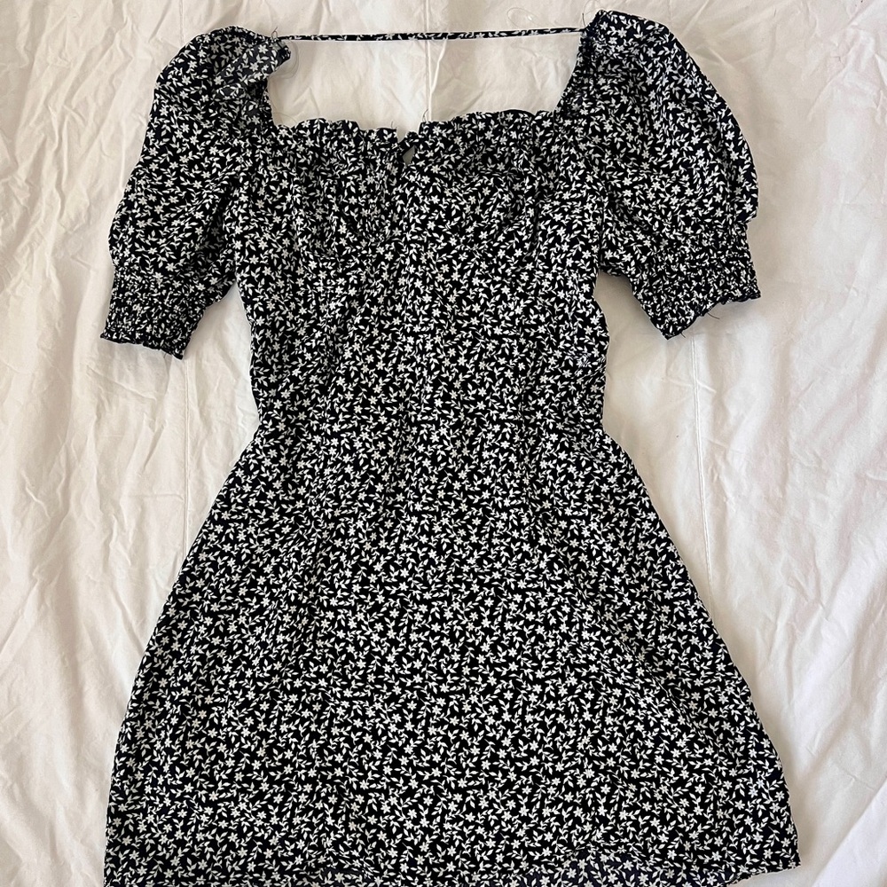 Floral Black and White Dress
